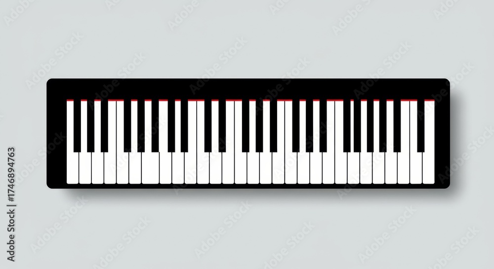 Fototapeta premium Piano Keyboard Vector Isolated Top View Design