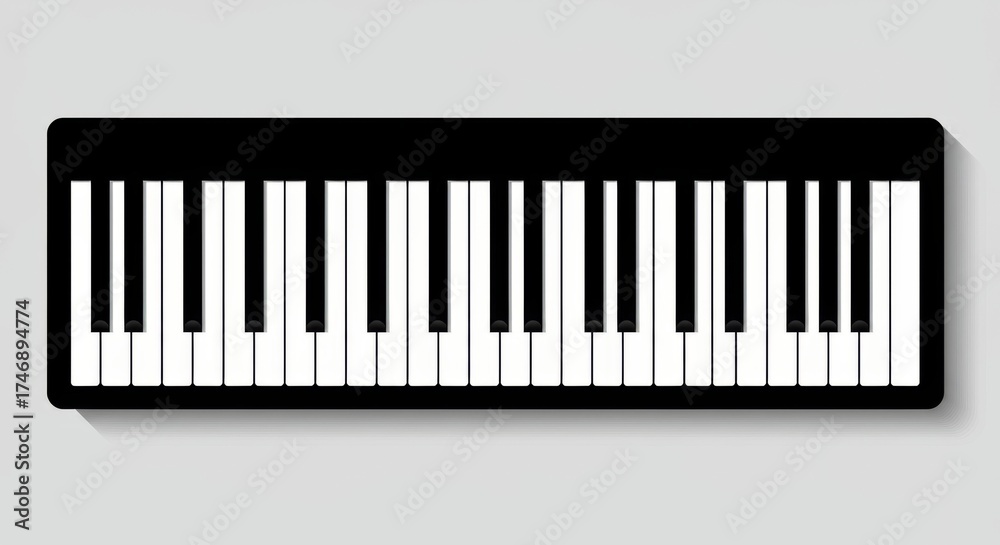 Fototapeta premium Piano Keyboard Vector Isolated Top View Design