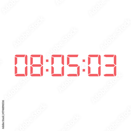 LED digital clock number for counter or calculator mockup design