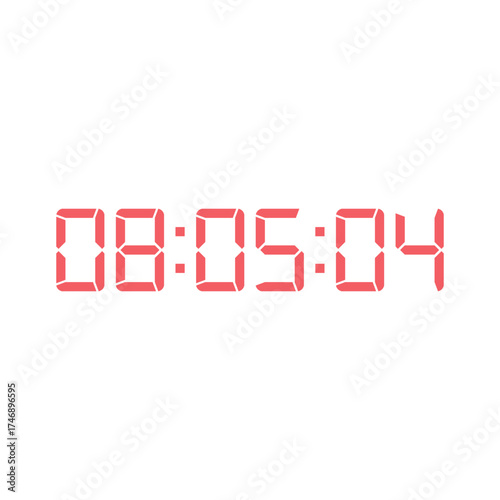 LED digital clock number for counter or calculator mockup design