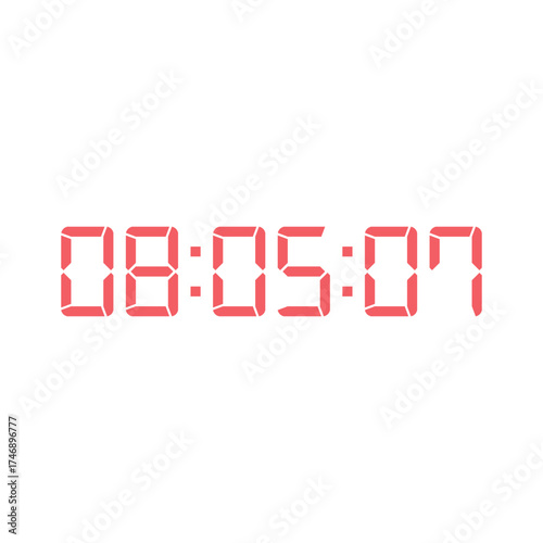 LED digital clock number for counter or calculator mockup design