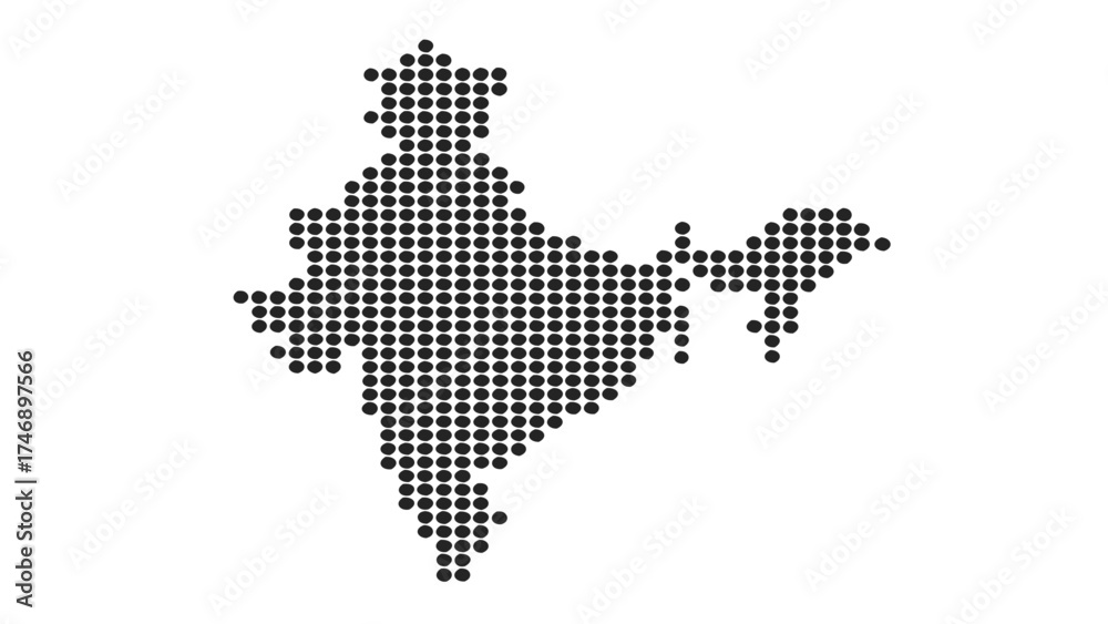 Obraz premium Halftone India map with dot pattern, global geography elements, digital simple travel infographics. Vector isolated concept
