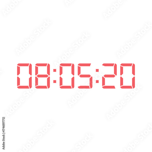 LED digital clock number for counter or calculator mockup design