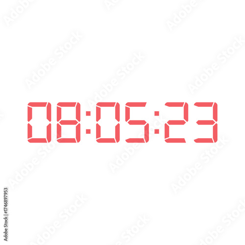 LED digital clock number for counter or calculator mockup design