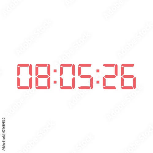 LED digital clock number for counter or calculator mockup design