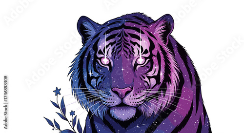 Cosmic Tiger: A Majestic Feline with Galaxy-Infused Stripes and Stardust Eyes