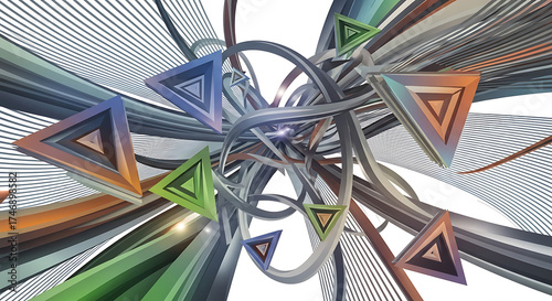 Abstract Geometric Triangle Shapes with Flowing Lines and a Modern Flair