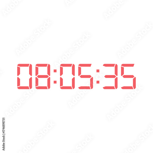 LED digital clock number for counter or calculator mockup design