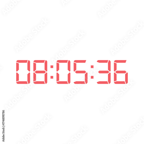 LED digital clock number for counter or calculator mockup design