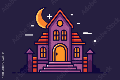 classic haunted house staircase entrance glowing window art  