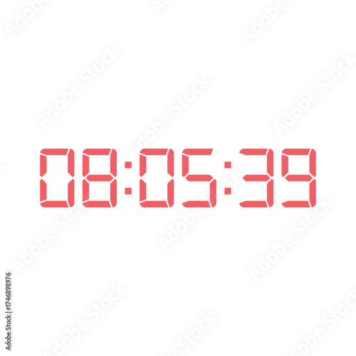 LED digital clock number for counter or calculator mockup design