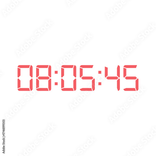 LED digital clock number for counter or calculator mockup design