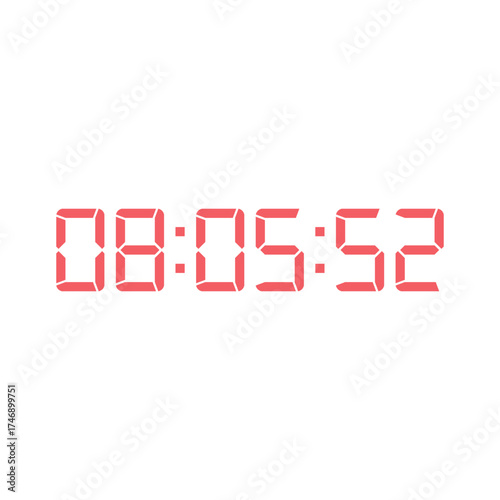 LED digital clock number for counter or calculator mockup design