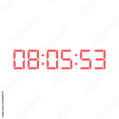 LED digital clock number for counter or calculator mockup design