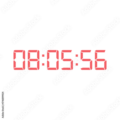 LED digital clock number for counter or calculator mockup design