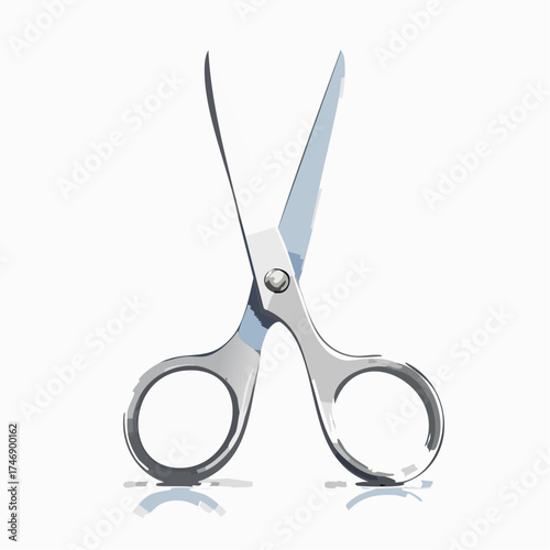 A detailed illustration of a pair of shiny scissors, symbolizing precision, cutting, and crafting for various professional and DIY projects