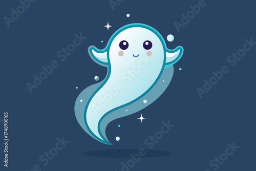elongated ghost soft tail sparkly horror cute icon  