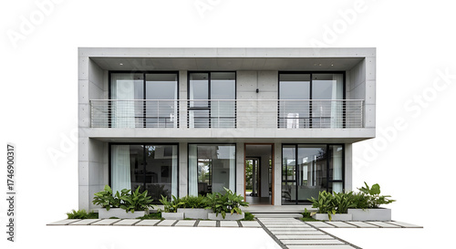 Modern Minimalist Two Story Concrete House with Landscaping Architecture