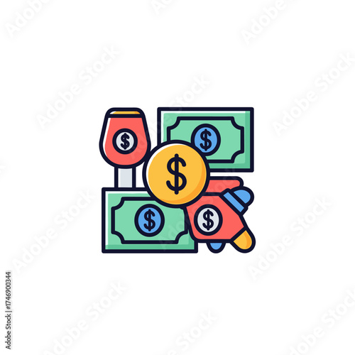 A colorful illustration depicts financial concepts, including dollar bills, a gold coin, and a rocket, representing business growth and investment strategies on a white background.