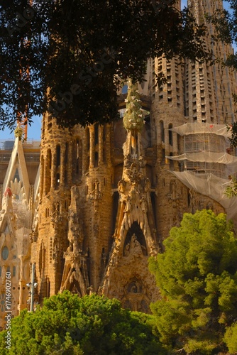 Famous cathedral Sagrada Familia, designed by Antoni Gaudi