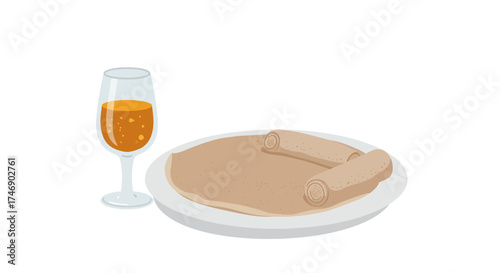Injera flatbread dish  beer in a glass