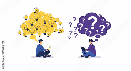 Two people sharing ideas and asking questions to find solutions.

