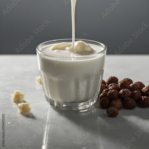 pouring milk from a glass