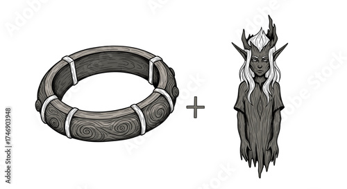 Wood Elf Transformation: Ring Plus Elf Illustrated on White Backdrop