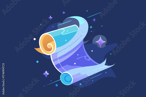 Magic scroll design with sparkly motion line elegant glow  