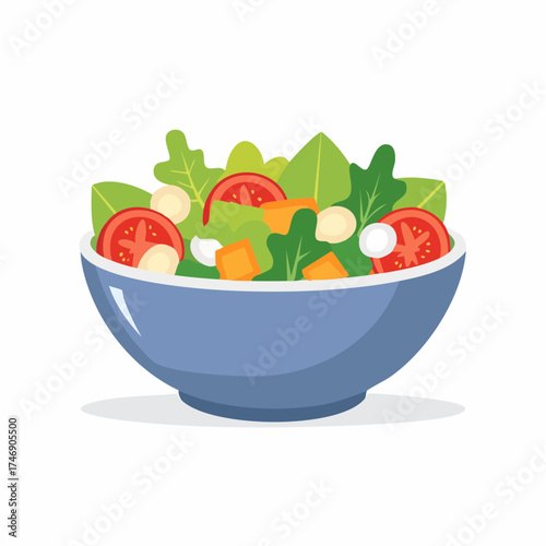 Fresh Salad in a Blue Bowl A Healthy and Vibrant Meal