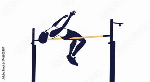 An athlete performs a high jump over a bar during a competition.

