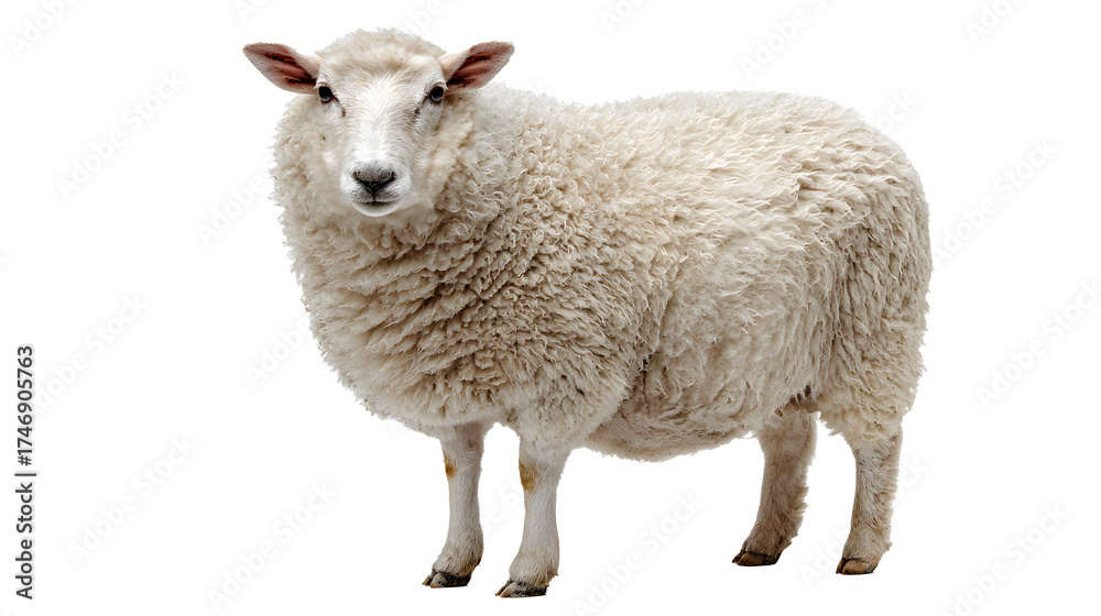 Obraz premium Portrait of a white goat staring at the camera on a white background