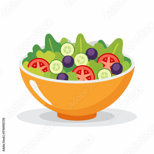 Fresh and healthy salad in a vibrant orange bowl, ready to eat