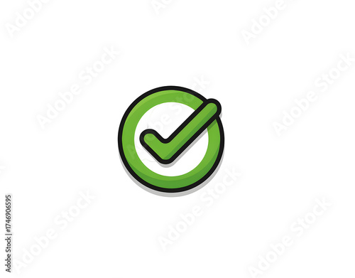Vector Icon of a Checkmark in a Green Circle on White Background