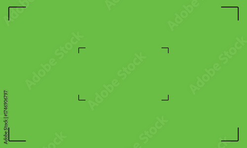 Green Screen Background with Crop Marks Camera Viewfinder for Chroma Key Video

