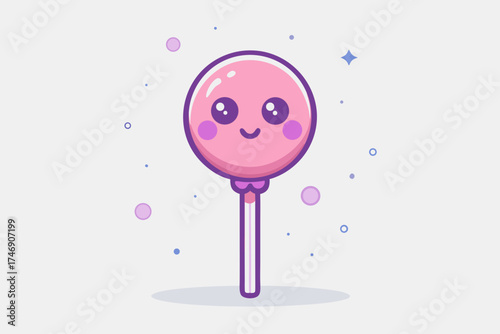 Lollipop candy icon with spooky face pastel decoration  