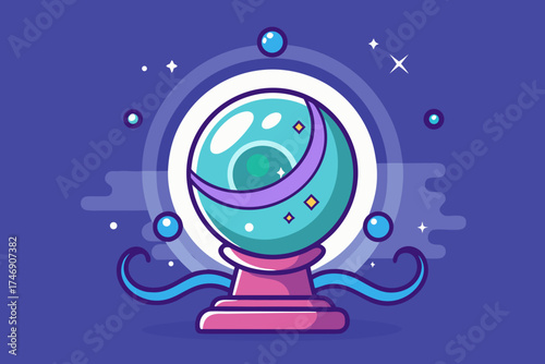 crystal ball ornate stand crescent moon mystical object