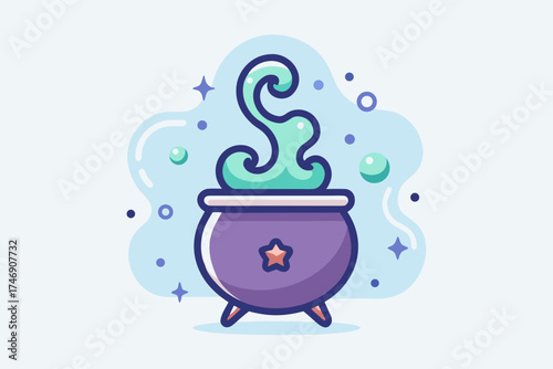 cauldron emitting soft mist curls single flame effect