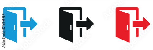 Vector illustration of exit  icon set, featuring modern logout and login symbols for apps, websites, user interface, and access control concepts.