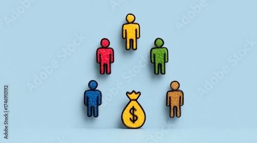 Moneyflow Automated finance ecosystem Colorful illustrations depicting financial management and people collaborating for economic growth.