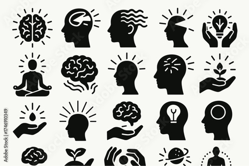 Adobe Illustrator Mindfulness and Consciousness Icon Set