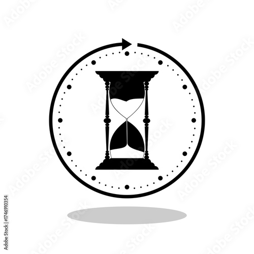 Timer web icon, hourglass with shadow