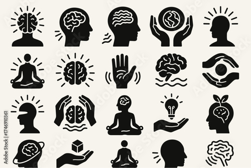 Mindfulness and Mental Health Icon Set