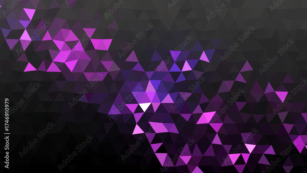Obraz premium Abstract. Vibrant. Geometric. A modern abstract background with a vibrant purple low poly pattern on a dark grey surface, ideal for a creative tech presentation, a music event, or a stylish website.