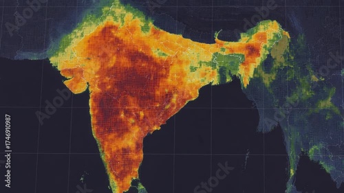 Satellite view of india showing climate patterns and weather systems
