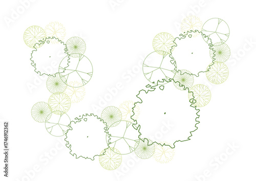 architecture site analysis symbol icon element drawing graphic flat isolated vector. architecture element line sun wind sound sun path vegetation.