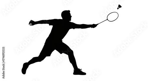 Badminton player silhouette vector illustration