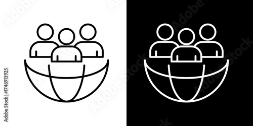Global Teamwork Collaborative Workforce Icon for International Business