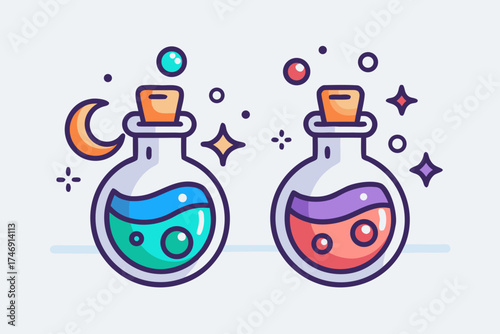 potion kit of two vials with faint swirling liquid