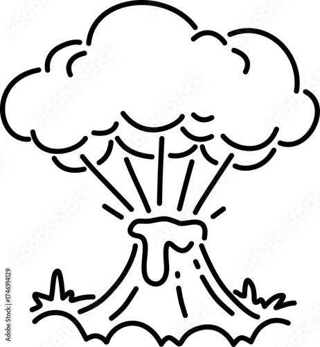 Volcano Eruption Doodle Outline